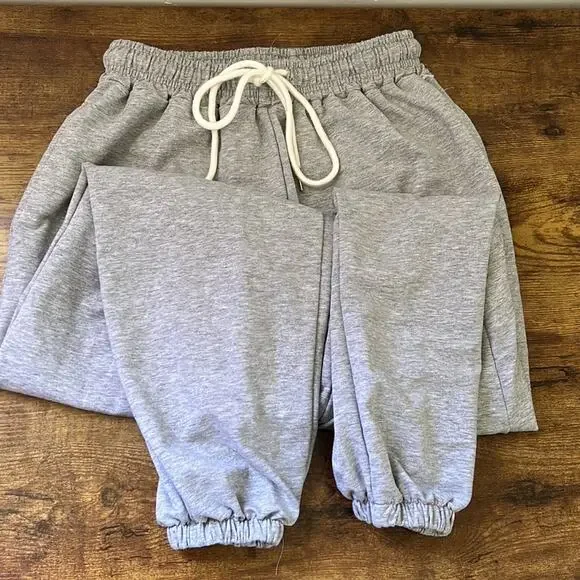 Heathered Gray Soft Jogger Drawstring Sweatpants With Pockets - Picture 5 of 12